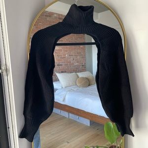 Zara Black Knit Turtleneck Shrug Bolero USM